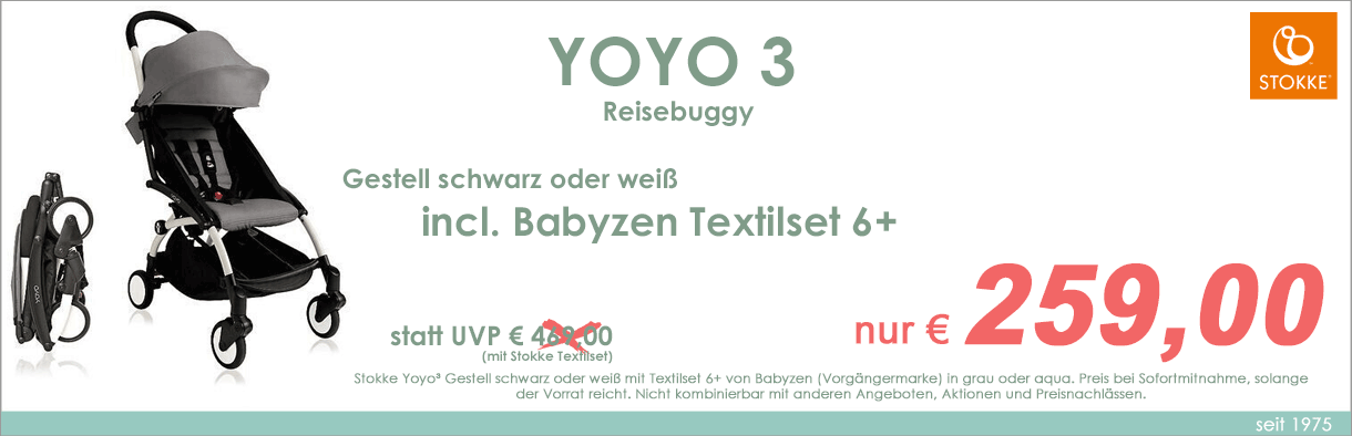 Angebot Stokke YoYo3 mit Babyzen Textilset in grau € 259,00